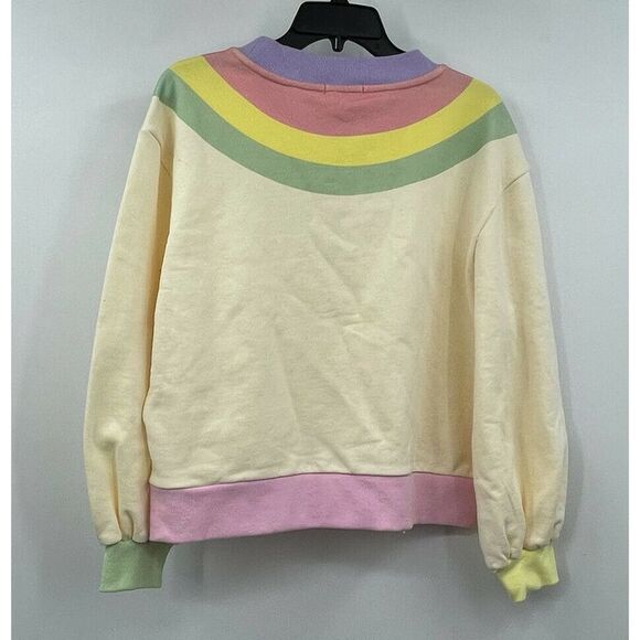 Olivia Rubin Nettie Rainbow Balloon Sleeve Large Crew Pullover Sweatshirt New - Picture 6 of 7